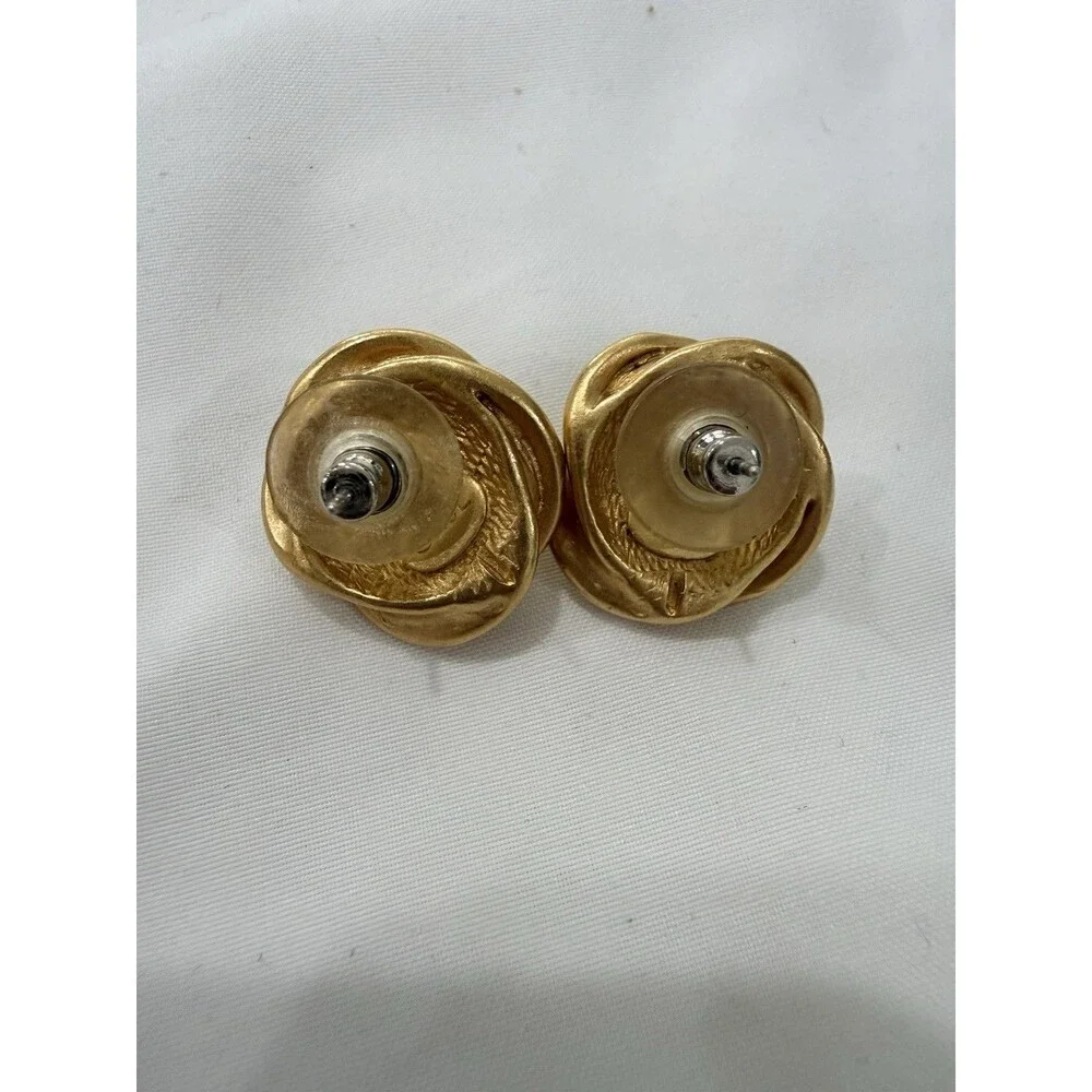 KJL Kenneth Jay Lane Gold Pearl Swirl Knot Earrings Statement Vintage - Picture 3 of 6